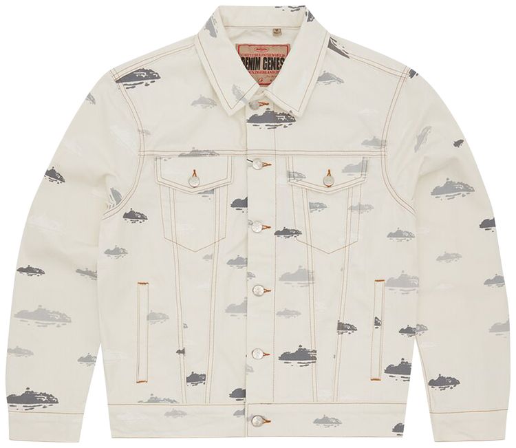 Corteiz Alcatraz Pattern Denim Jacket White