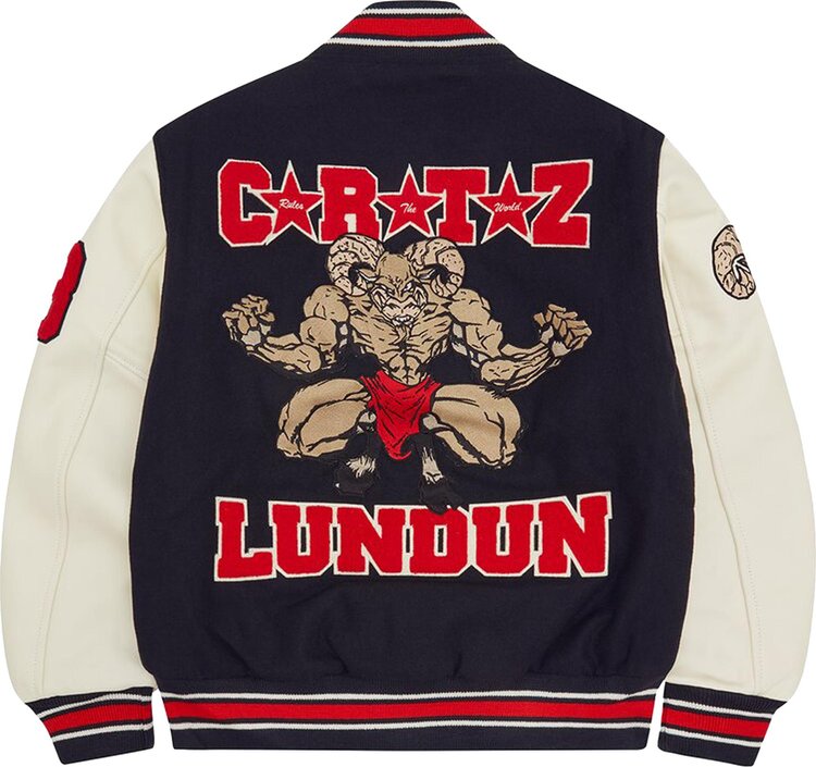 Corteiz Goat Varsity Jacket Navy