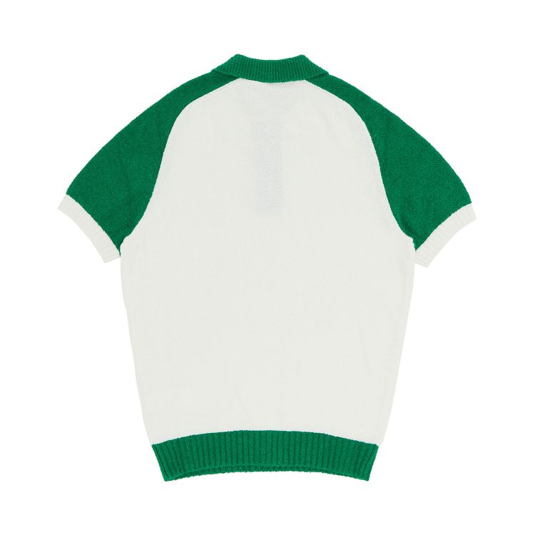 Casablanca Colour Blocking Boucle Polo WhiteGreen