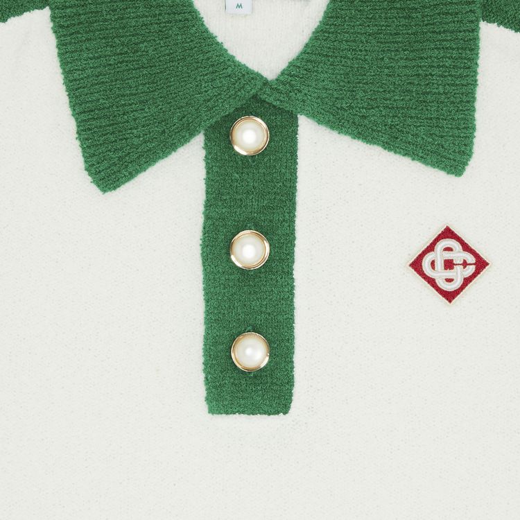 Casablanca Colour Blocking Boucle Polo WhiteGreen