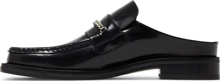 Martine Rose Square Toe Mule Black High Shine