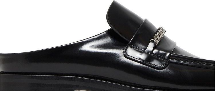 Martine Rose Square Toe Mule Black High Shine