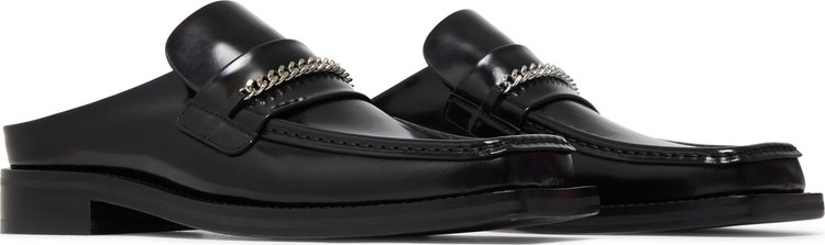 Martine Rose Square Toe Mule Black High Shine