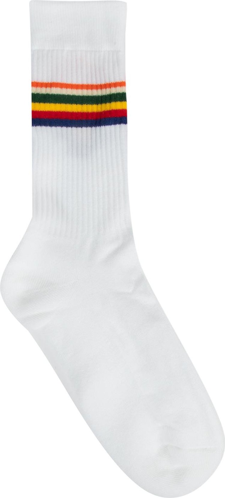 Casablanca Ribbed Sports Sock Diamond Stripe Logo