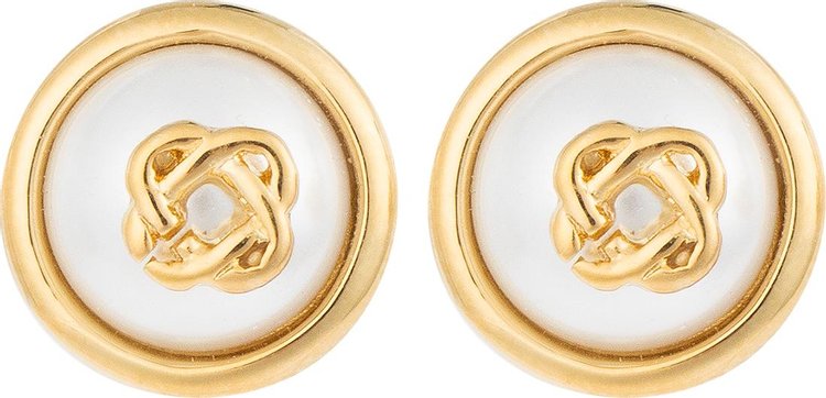 Casablanca Pearl Logo Stud Earrings 'Gold/Pearl'