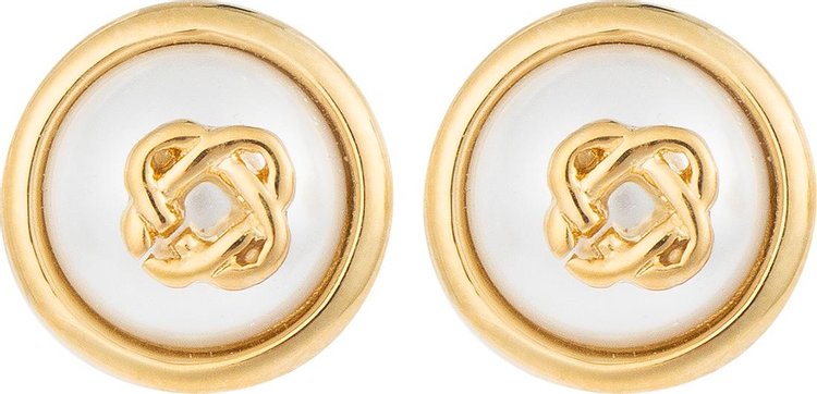 Casablanca Pearl Logo Stud Earrings GoldPearl