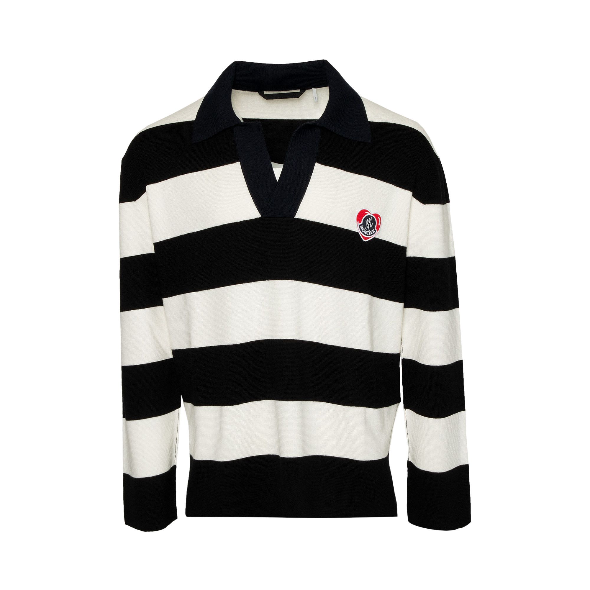 Buy Moncler Stripe Long Sleeve Polo Black White 9A000 01 M1113 P90 GOAT CA