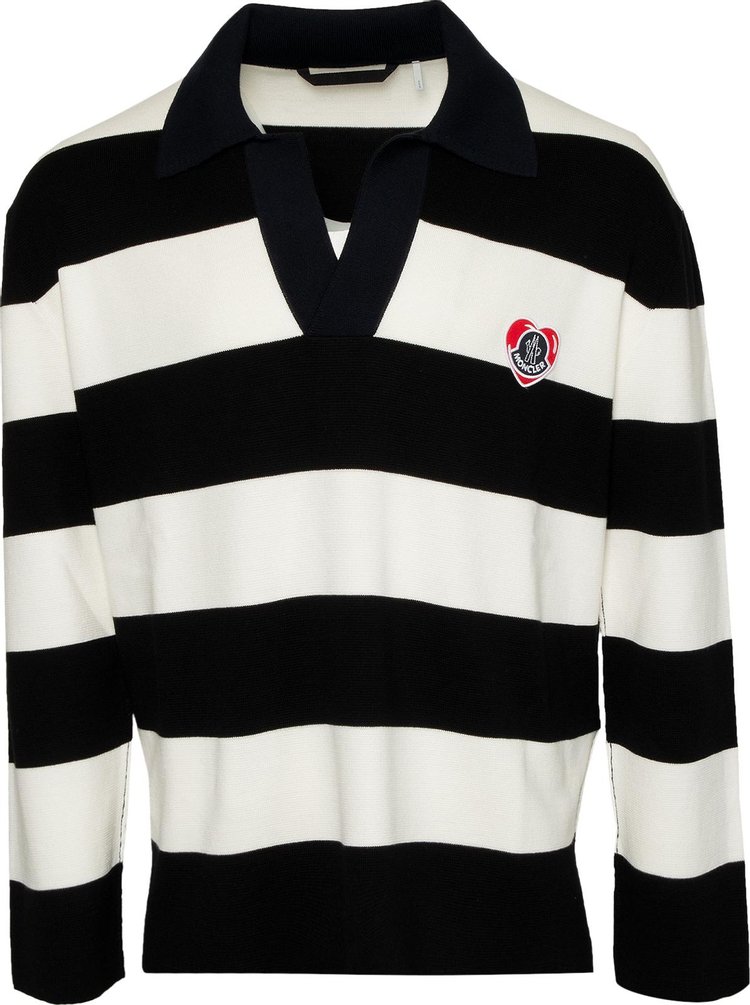 Moncler Stripe Long-Sleeve Polo 'Black/White'
