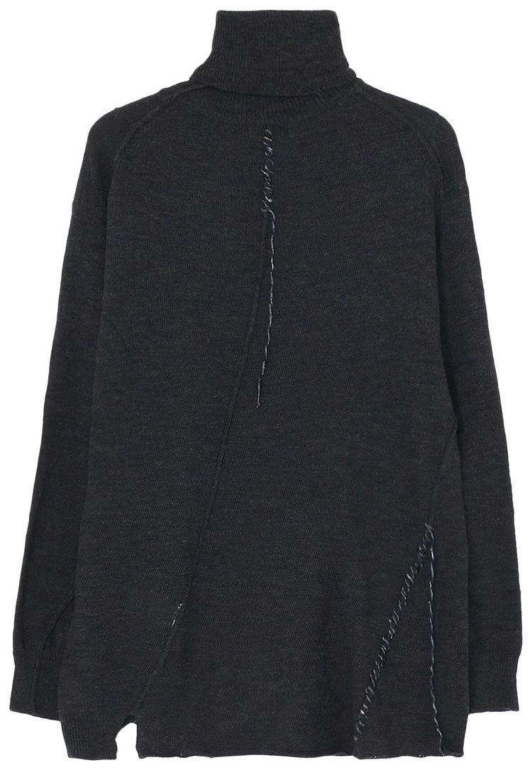 Yohji Yamamoto Pour Homme Diagonal Seam Detail Knitted Turtleneck Charcoal