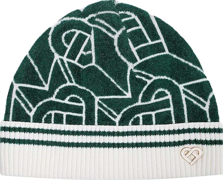 CASABLANCA Textured Knit Beanie Hat in Green for Men