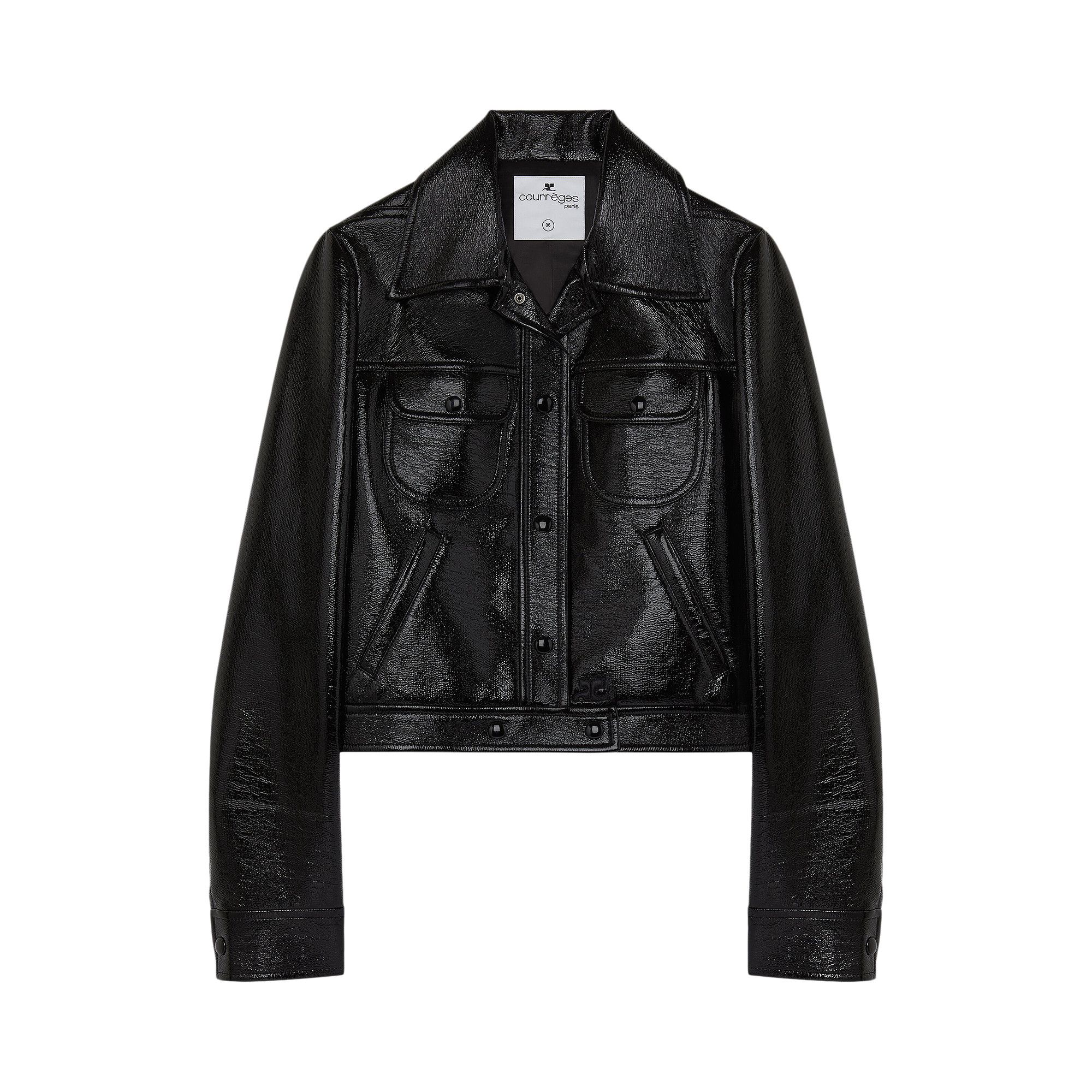 最安 Buy Courrèges 'Black Jacket Trucker Vinyl ジャケット・アウター