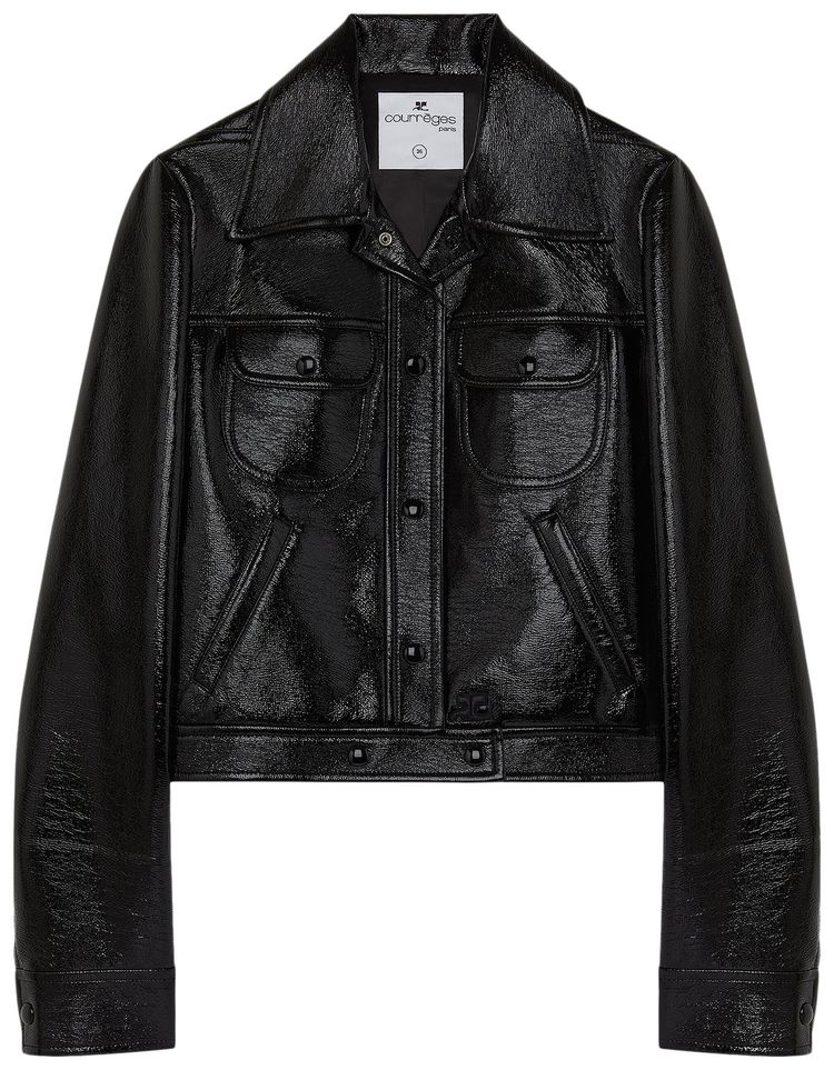 Courreges Vinyl Trucker Jacket Black
