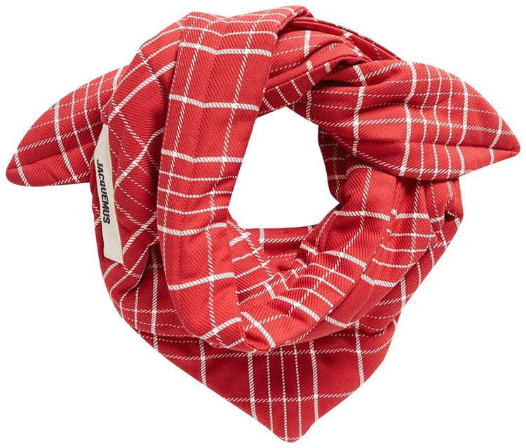 Jacquemus Le Bandana Capullo Jacquard CheckDark Red