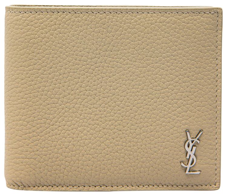 Saint Laurent Logo Plaque Bifold Wallet Sea Salt