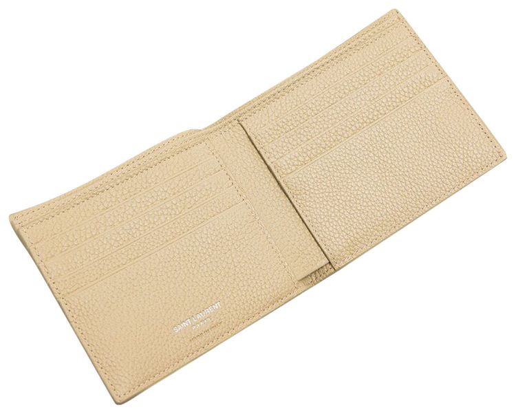 Saint Laurent Logo Plaque Bifold Wallet Sea Salt
