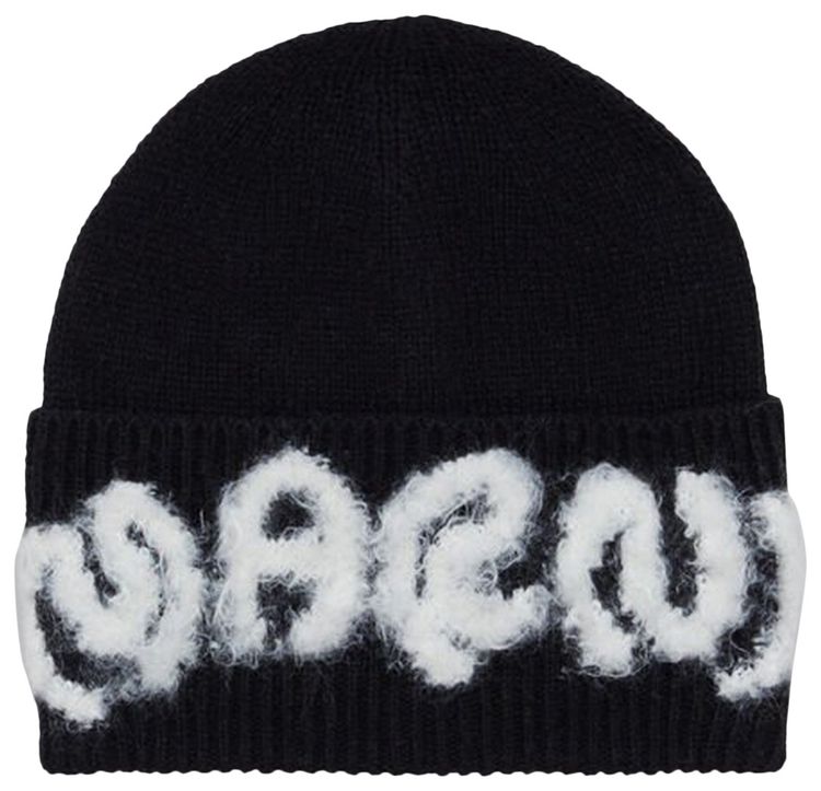 Marni Logo Applique Wool Beanie Black