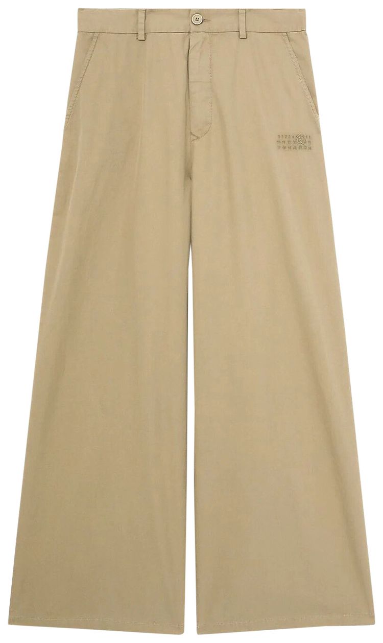 MM6 Maison Margiela Cotton Wide Leg Pants Beige