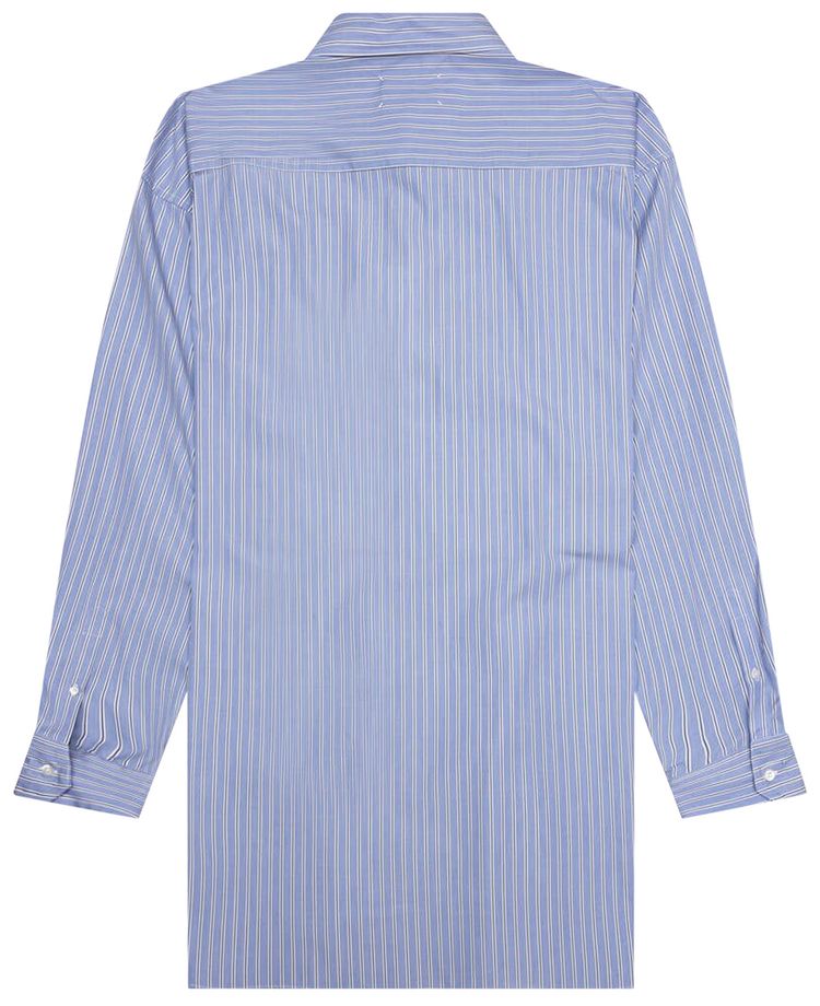 Maison Margiela Oversized Striped Long Sleeve Shirt Dress Blue Stripes