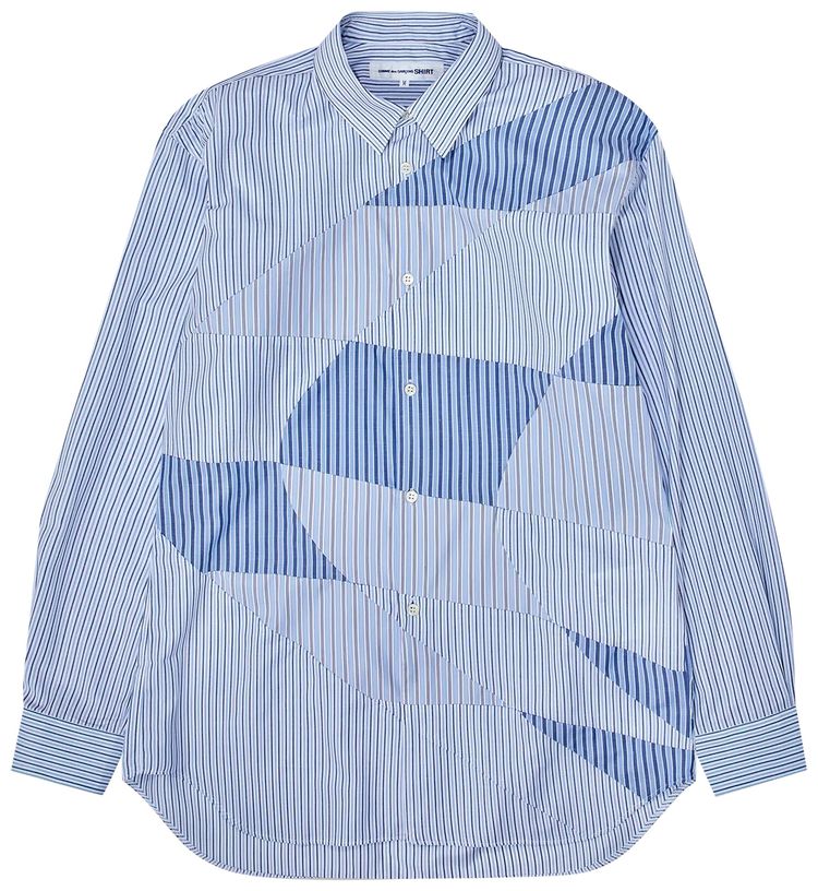 Comme des Garcons SHIRT Striped Woven Long Sleeve Shirt Blue