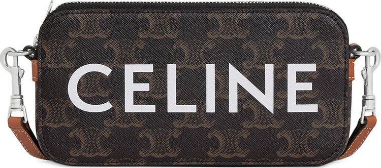 HORIZONTAL POUCH IN TRIOMPHE CANVAS WITH CELINE PRINT - TAN