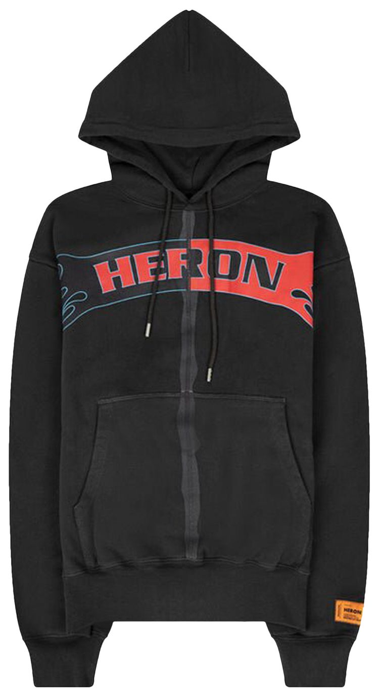 Heron Preston Flaming Split Tape Hoodie BlackRed