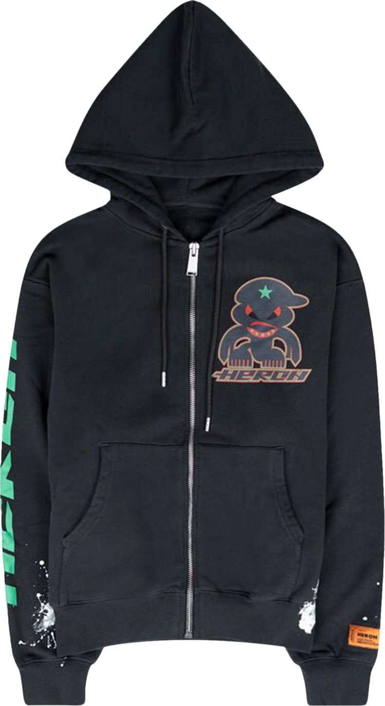 Heron Preston Monster Full Zip Up Hoodie BlackDark Grey