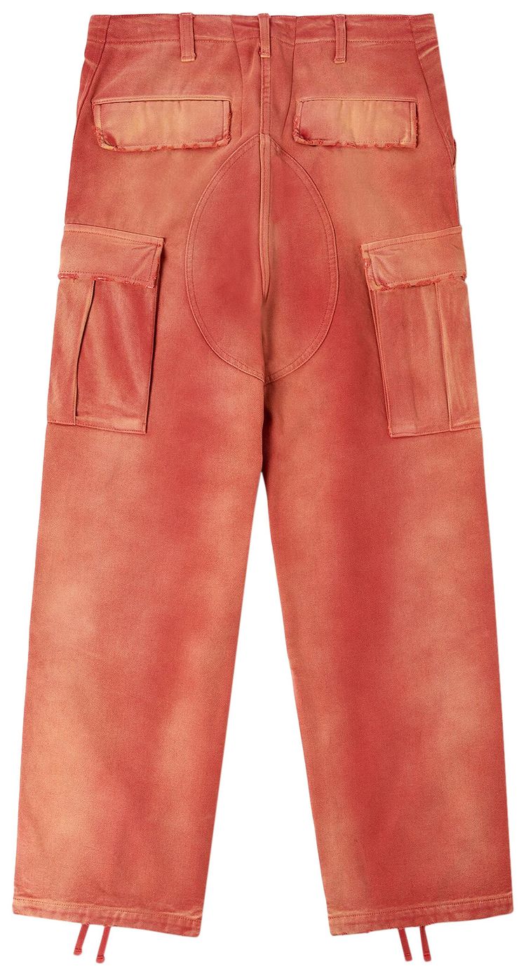 Heron Preston Distressed Canvas Cargo Pants Red