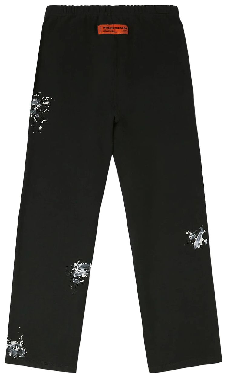 Heron Preston Paint Splatter Printed Straight Leg Track Pants BlackLight Green