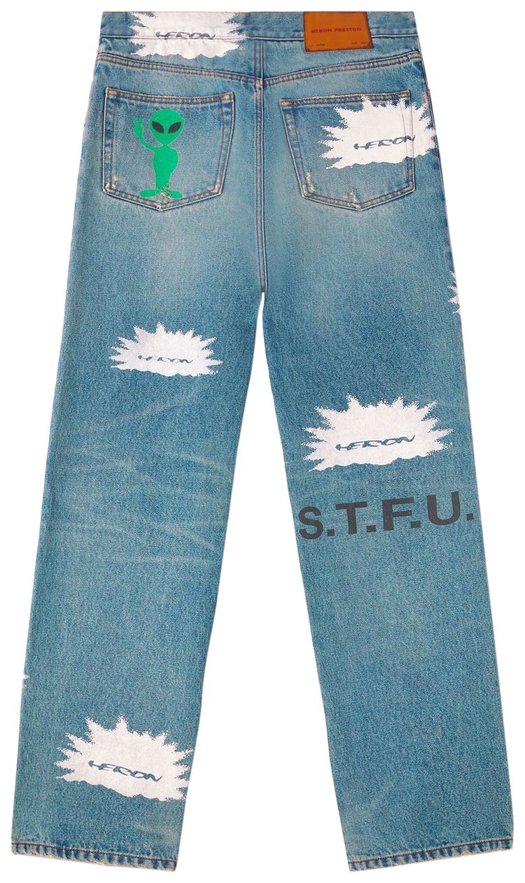 Heron Preston Pattern Denim Pants IndigoWhite