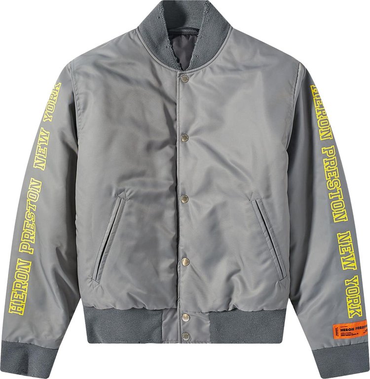 Heron Preston Sponsor Nylon Varsity Jacket Grey