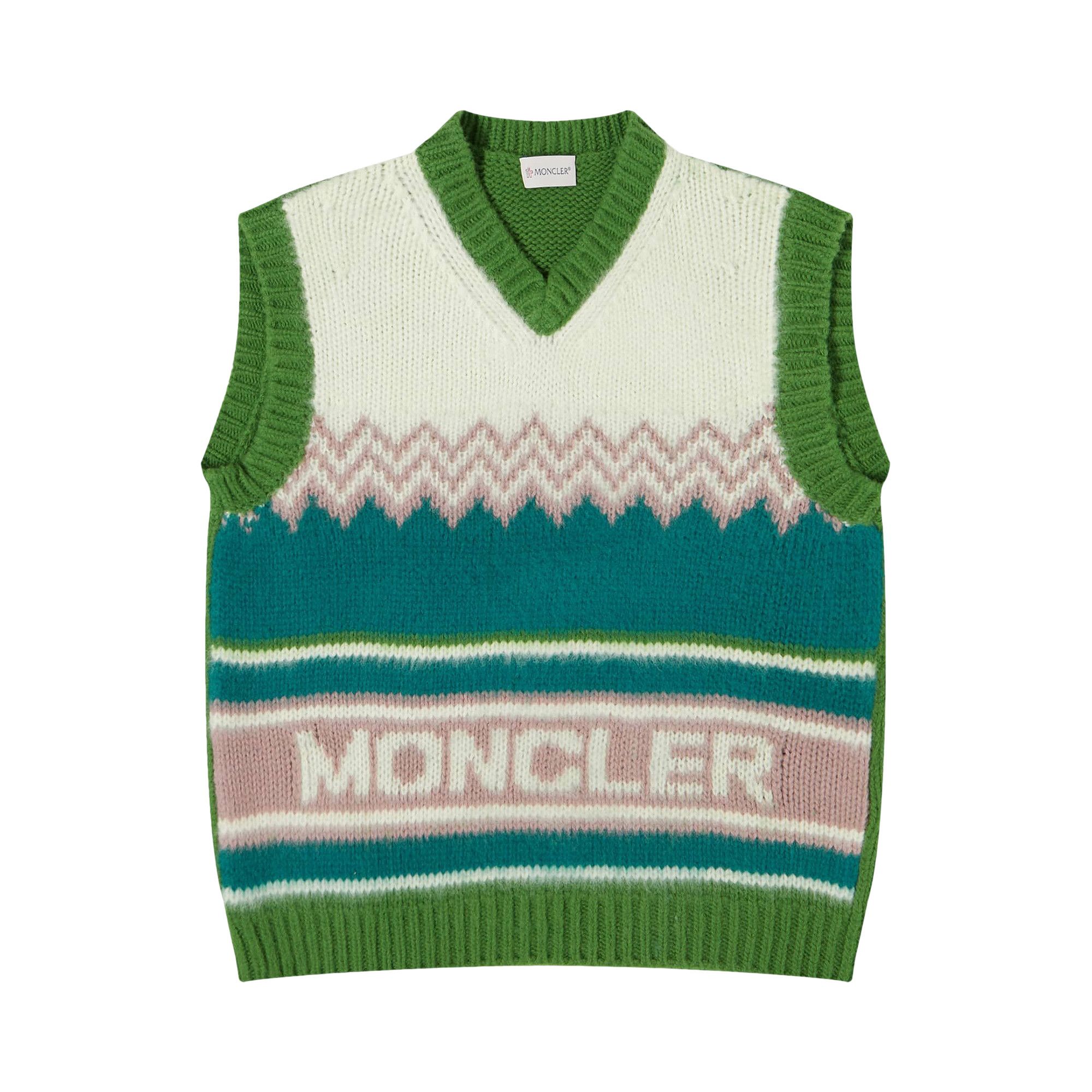 Buy Moncler Knitted Vest Green Pink White 9I000 03 M1241 F85 GOAT