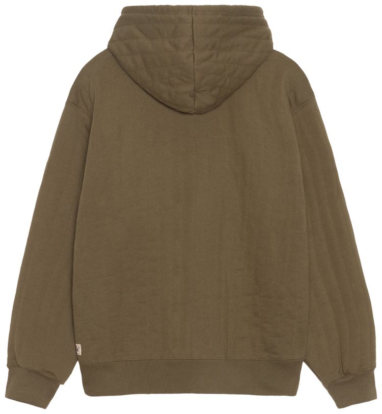 Stussy Vertical Quilted Zip Hoodie Olive Green