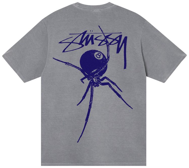 Stussy Arachnid Pigment Dyed Tee Grey