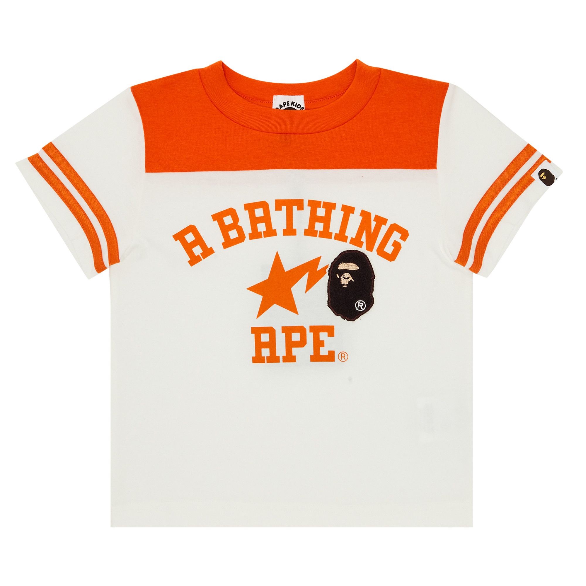 Buy BAPE Kids Ape Head Patch Football Tee 'White' - 1J80 309