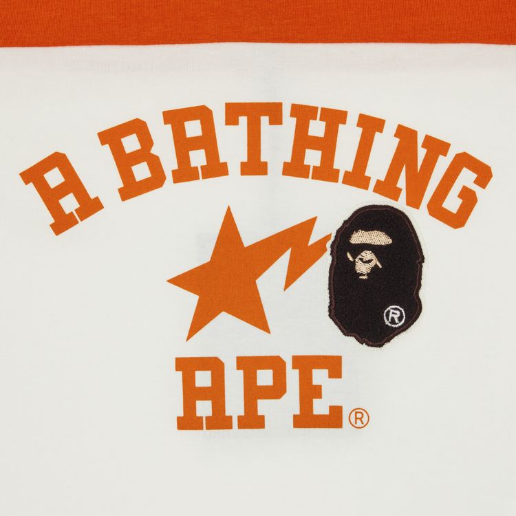 BAPE Kids Ape Head Patch Football Tee White