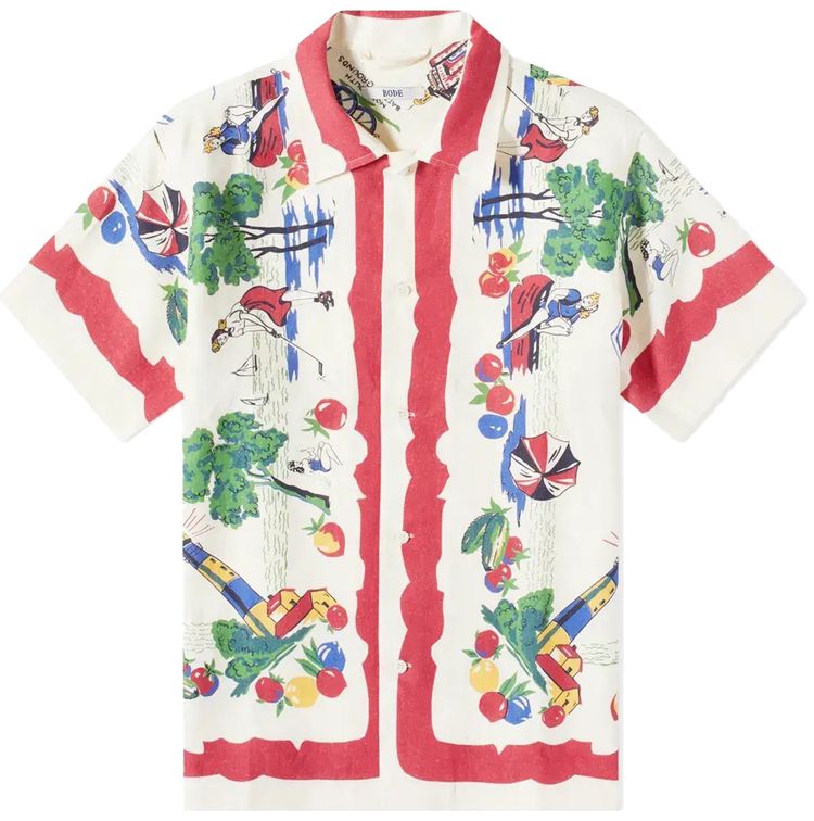 Bode Garden State Short Sleeve Shirt RedMulticolor