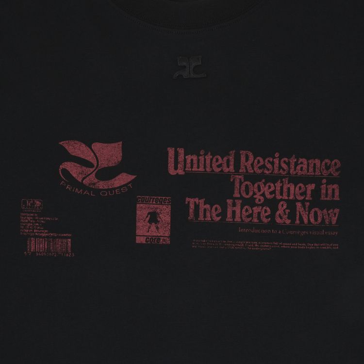 Courreges AC Straight Printed Long Sleeve T Shirt Black