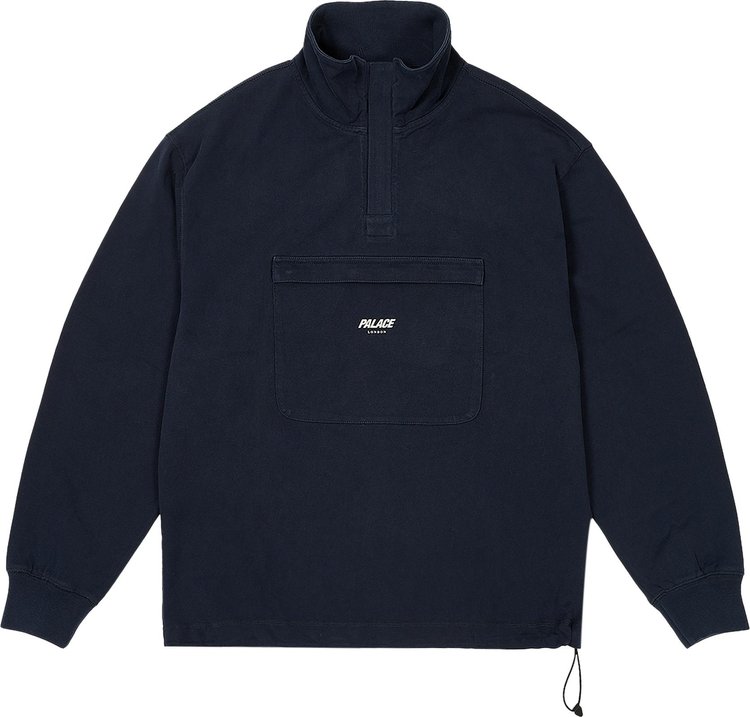Buy Palace 1/4 Zip Washed Funnel 'Navy' - P25ES067 | GOAT