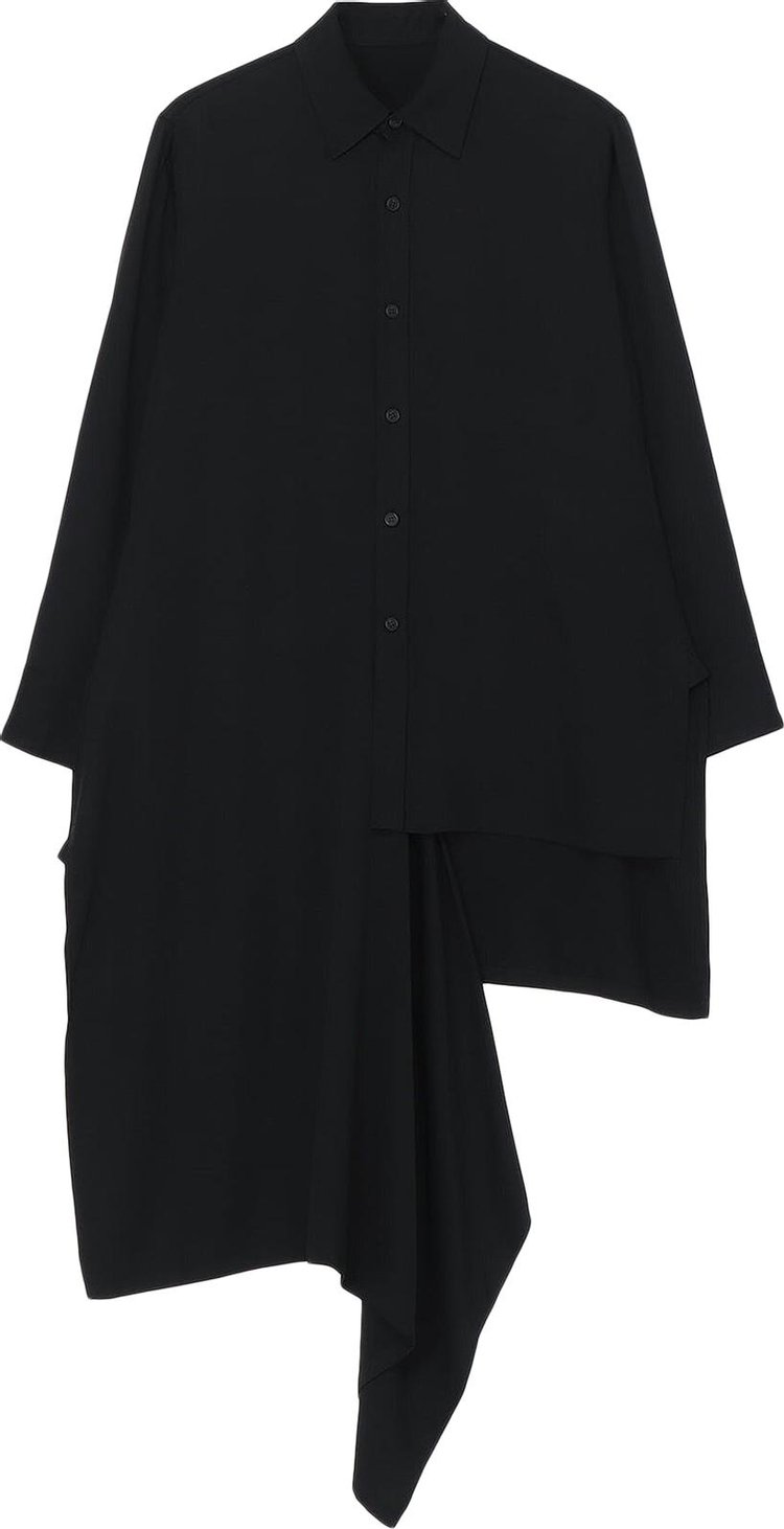 Yohji Yamamoto Rayon Satin Asymmetric Long Shirt 'Black'