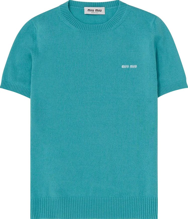 Miu Miu Cashmere Knit T-Shirt 'Felce'