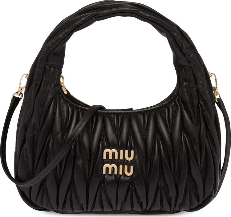 Miu Miu Wander Matelassé Mini Hobo Bag 'Black'