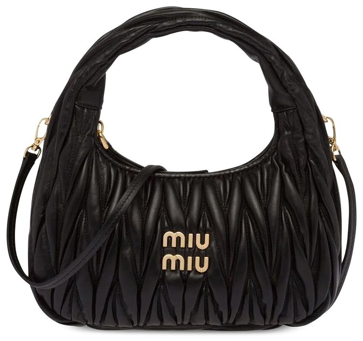Miu Miu Wander Matelasse Mini Hobo Bag Black