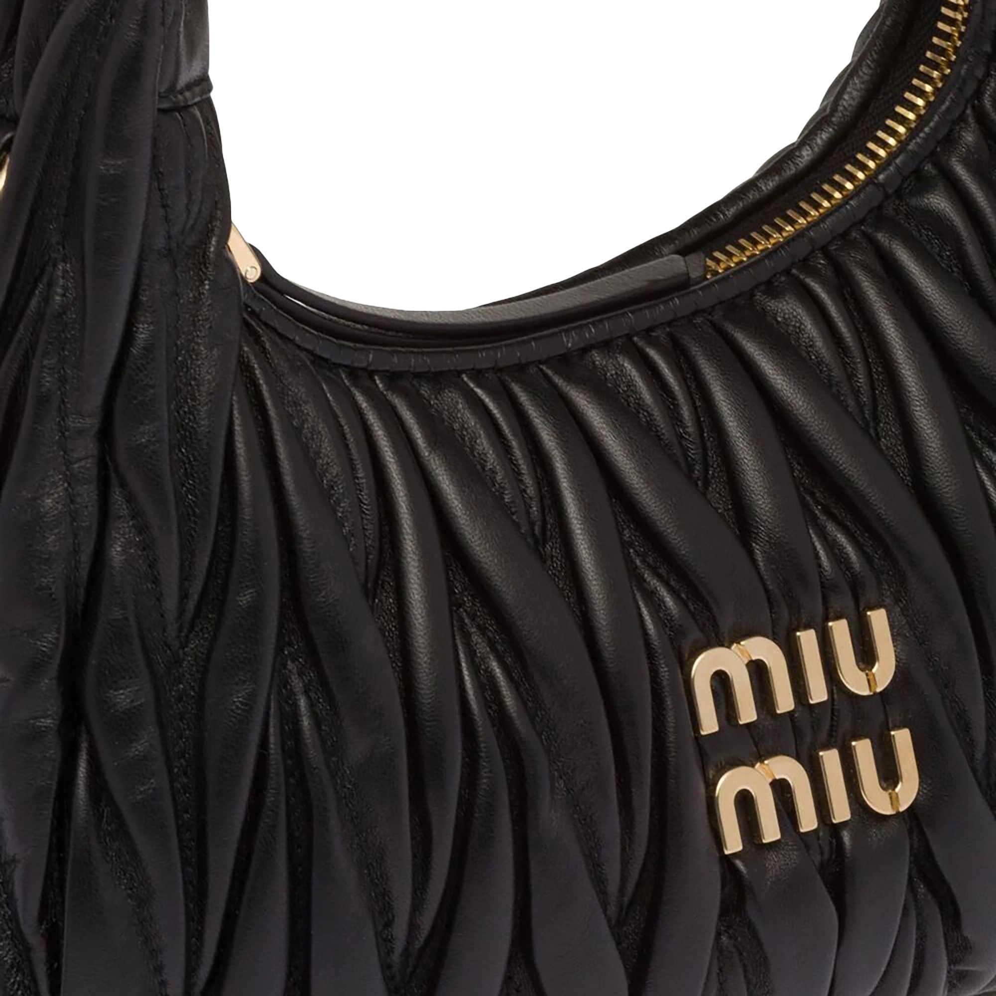 Buy Miu Miu Wander Matelassé Mini Hobo Bag 'Black' - 5BC125