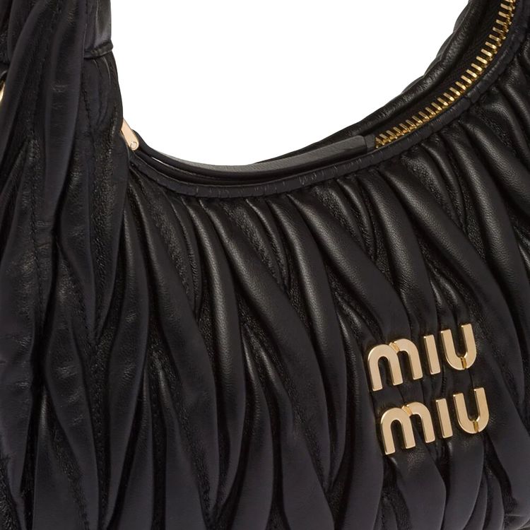 Miu Miu Wander Matelasse Mini Hobo Bag Black
