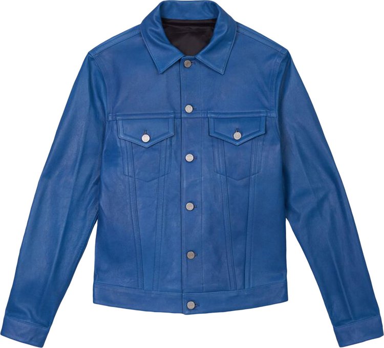 PURPLE BRAND Leather Trucker Jacket 'Galaxy Blue'