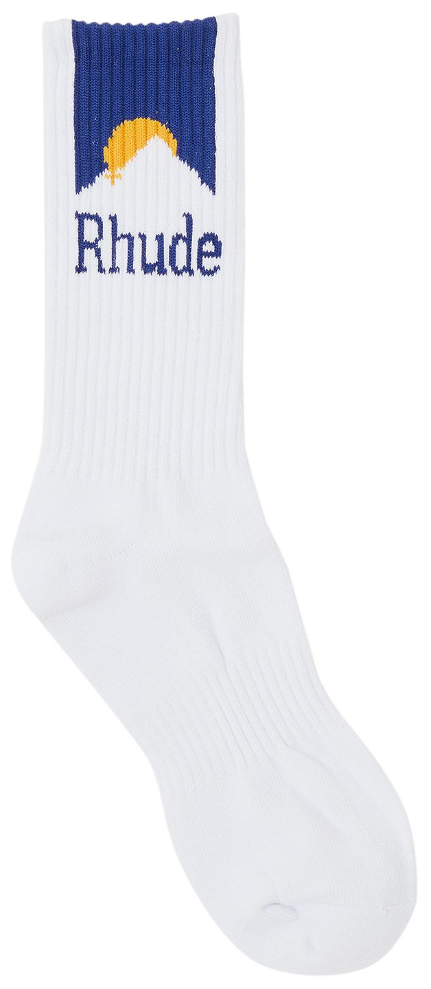 Rhude Mountain Logo Sock WhiteNavyMustard