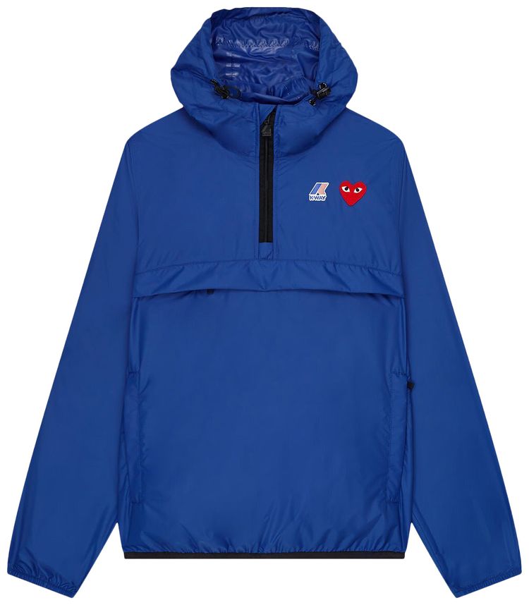 Comme des Garcons PLAY x K Way Half Zip Packable Jacket Blue