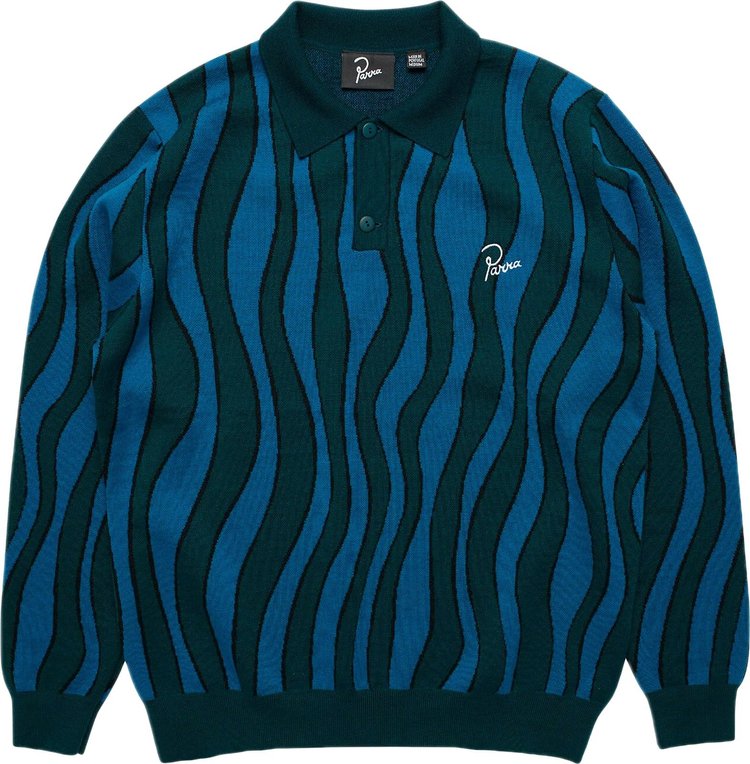 Parra Aqua Weed Waves Knitted Polo Shirt 'Multicolor'