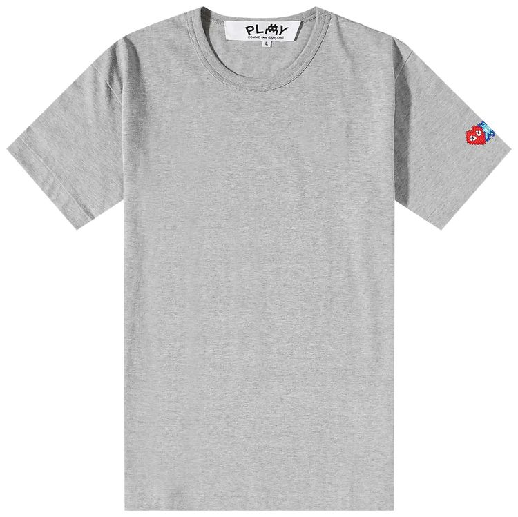 Comme des Garcons PLAY x Invader Logo Patch T Shirt Grey