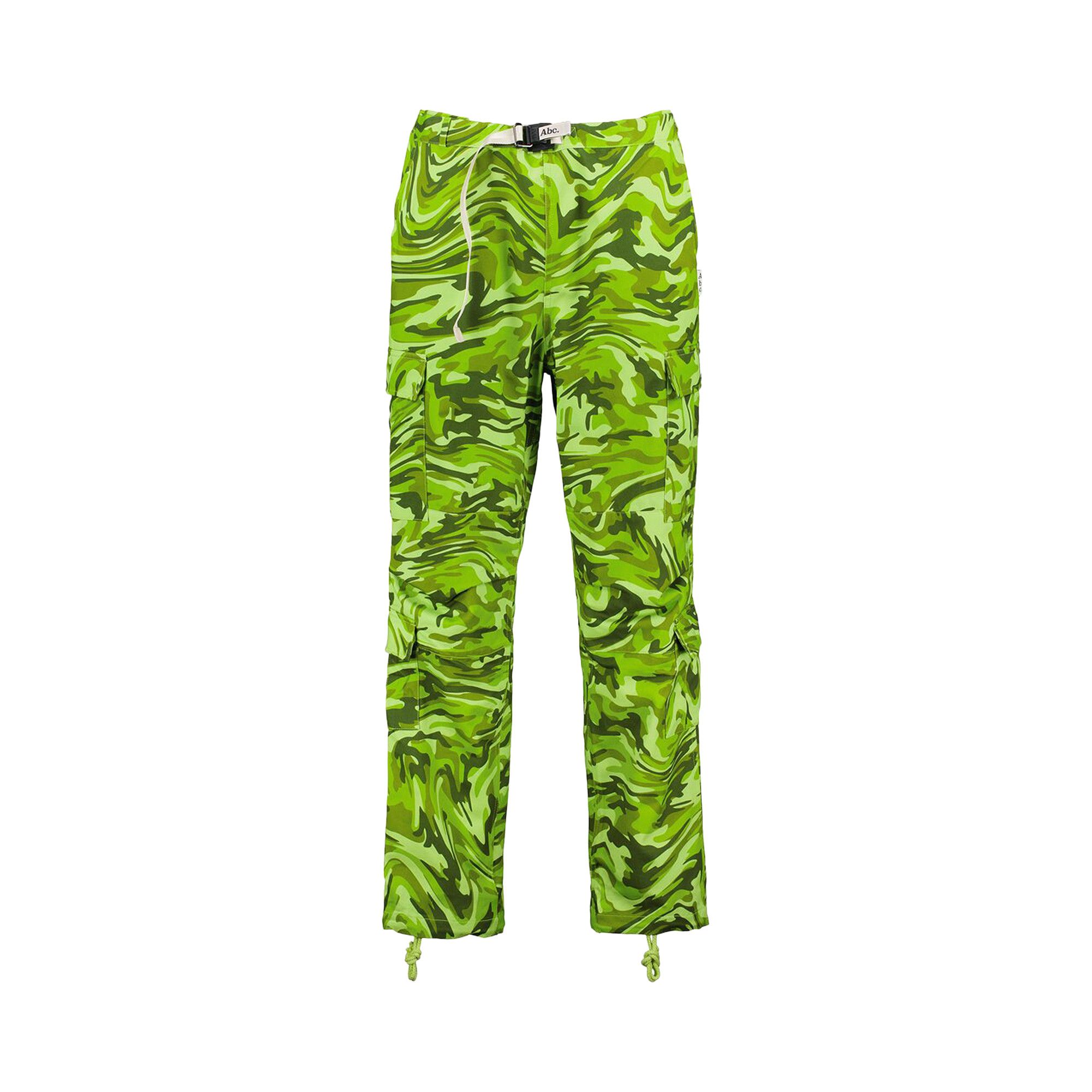 Neon green top camo cargo pants